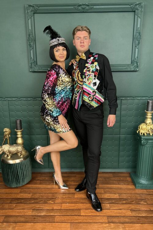 Kirju glitter kleit ja vest